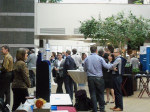 ISAM attendees socialize during a coffee break