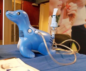 Philips Respironics displayed its Sami the Seal  compressor nebulizer system