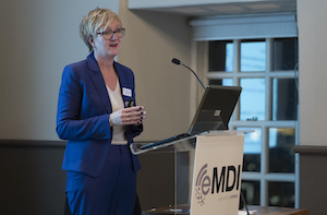 Samantha Walker of Asthma UK speaks at the eMDI launch